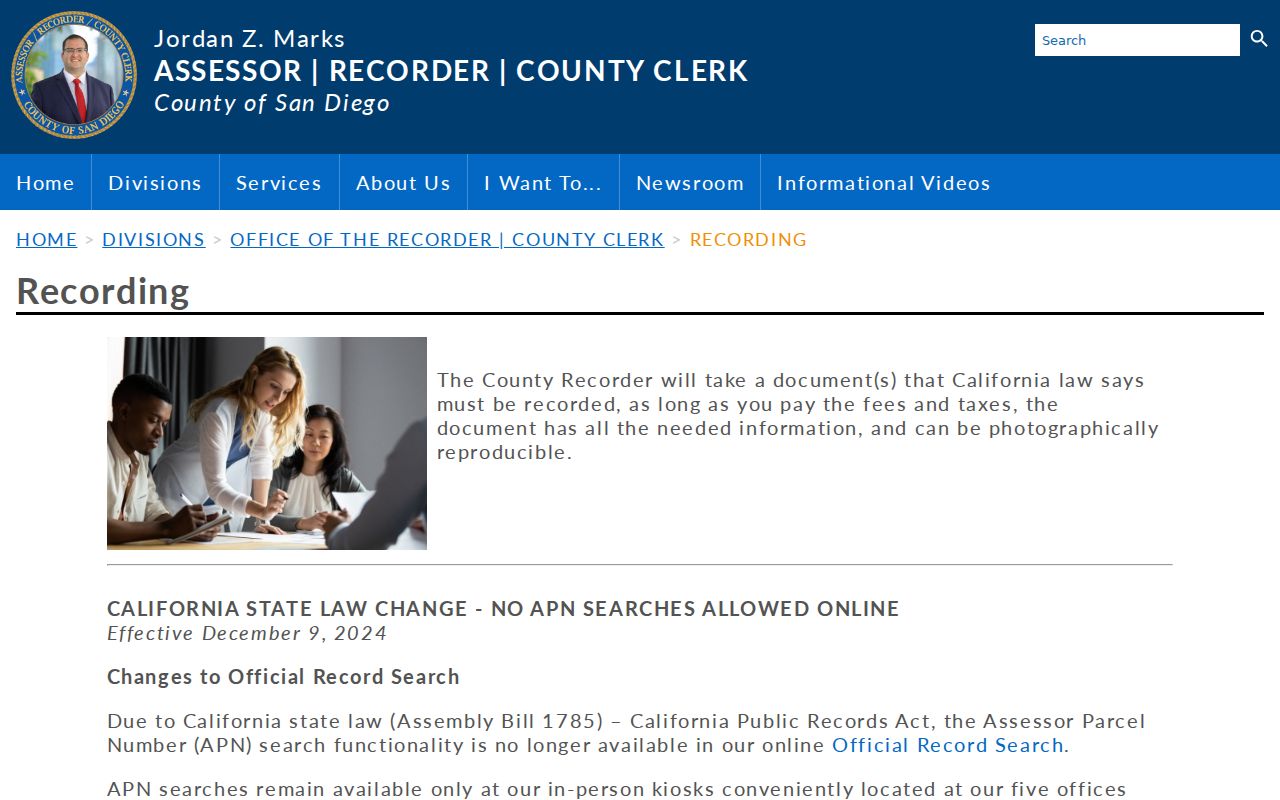 San Marcos people search through San Diego County recorded documents