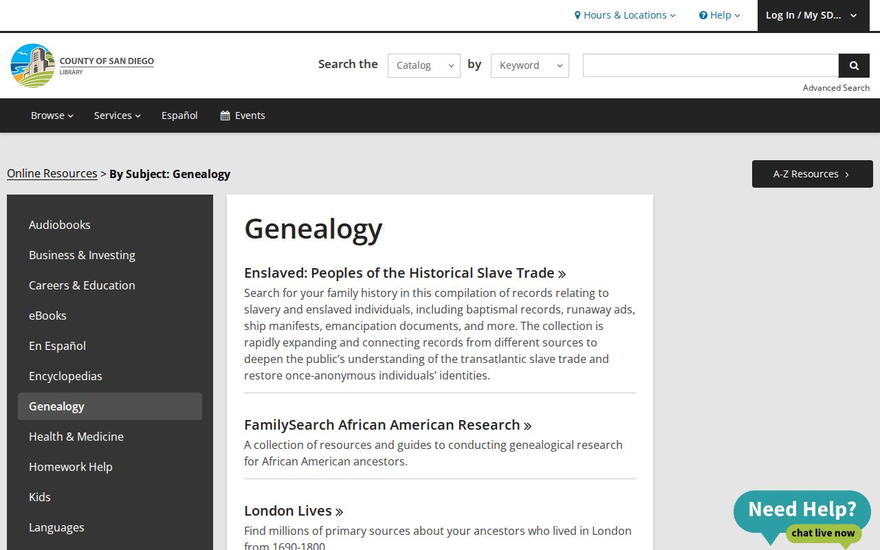 San Marcos people directories and genealogy resources at the county library