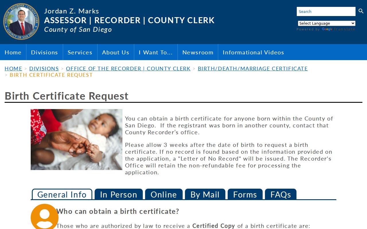 San Marcos public records birth certificate request options