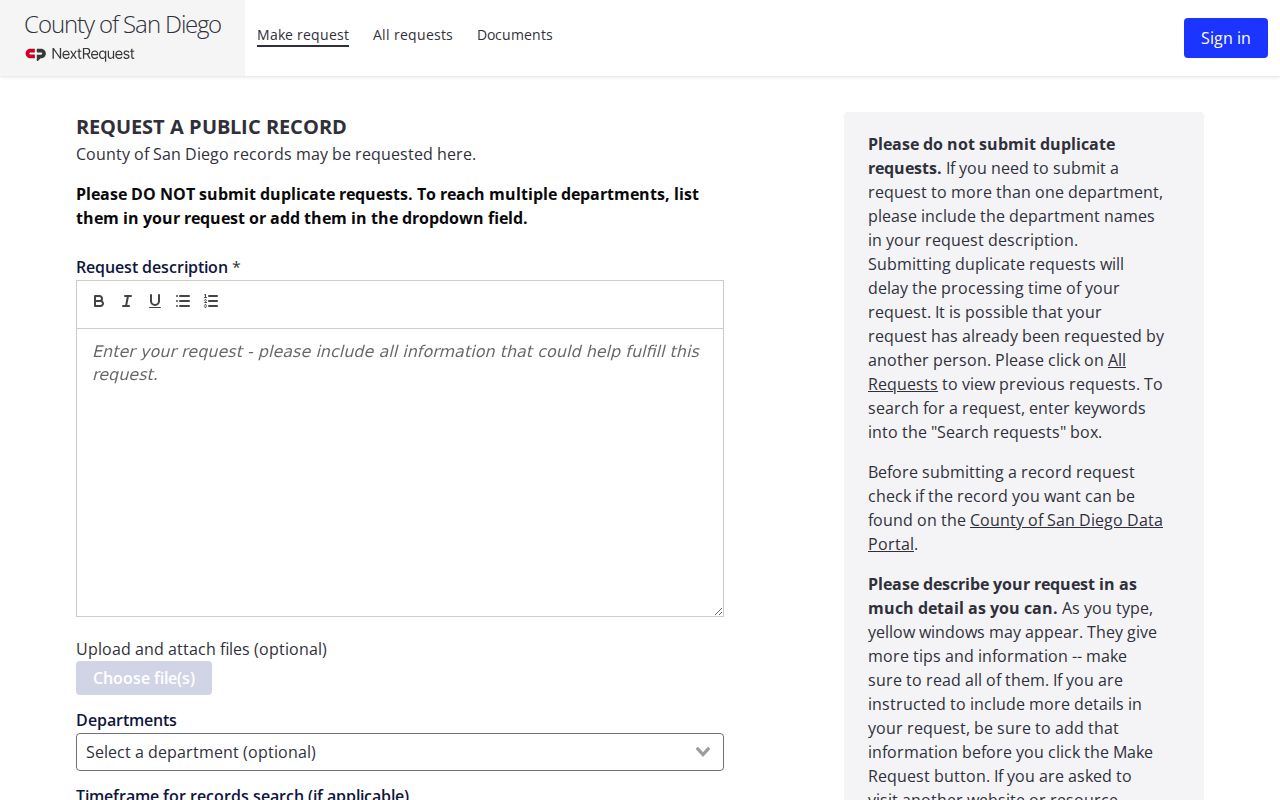 San Marcos public records request form in San Diego County NextRequest